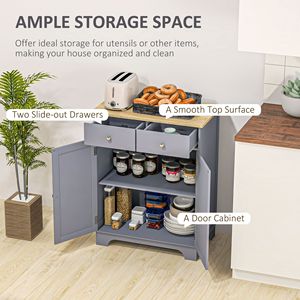 Curio Credenza <b>Sideboard</b> Cabinet Solid Wood Top Adjustable Shelf 2 Drawers for <b>Kitchen</b> or Living Room Storage - Product Image 4