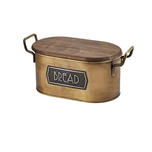 Boîte à pain avec couvercle en bois, boîte de rangement galvanisée pour pains frais, contenants à pain, rangement alimentaire - Product Image 2