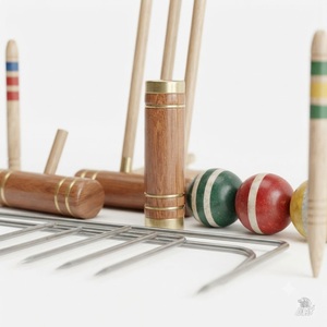 Ensemble de croquet de jardin, équipement sportif professionnel pour l'extérieur, maillettes en bois de qualité supérieure, collection complète de jeux familiaux durables - Product Image 4