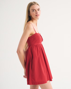 Vestido Mini Tipo Camisola Rojo con Encaje y Lazos, Estilo Playa para Vacaciones de Verano - Product Image 2