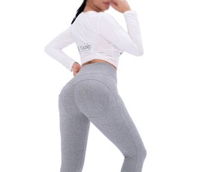 Wholesale Latest Fashion Solid Color Women's Yoga <b>Leggings</b> Full Length Spandex/Nylon High Elastic Waist Breathable <b>Seamless</b> - Product Image 5