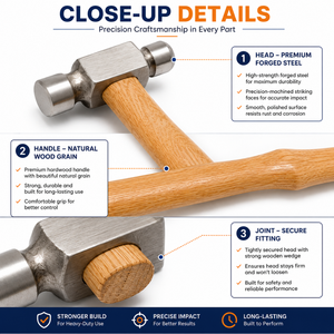 Professional Jewelry <b>Engraving</b> Hammer with Wooden Handle for Metalsmithing and DIY Craft <b>Tools</b> - Product Image 3