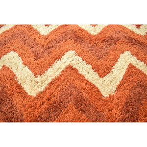 Tapis moderne en laine tuftée à la main, motif géométrique chevron, couleur terre cuite orange, tapis moelleux pour salon et chambre à coucher - Product Image 3