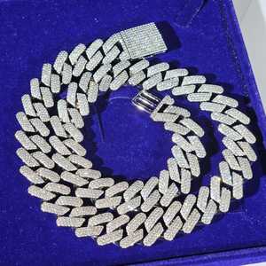 Eco Friendly 925 <b>Silver</b> Moissanite Cuban Link Chain Iced Out Hip Hop Jewelry for <b>Men</b> Women Luxury Available At Reasonable Price - Product Image 1