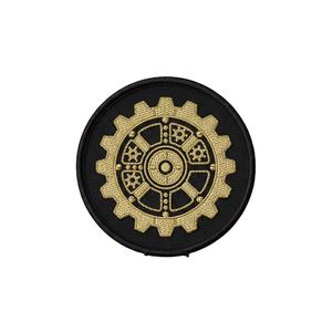Parche bordado personalizado de engranajes steampunk dorados, aplique redondo termoadhesivo para chaquetas, accesorios de costura para prendas al por mayor - Product Image 1