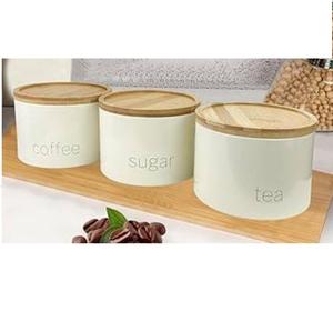 Pot à thé et sucre en métal au design attrayant pour la maison et la cuisine, finition émaillée, design moderne, boîte de rangement pour épices et desserts - Product Image 5