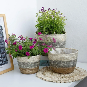 Macetas de Almacenamiento de Piso de Jacinto de Agua y Algodón, Estilo Retro, Hechas a Mano en Vietnam, con Asas Tejidas, Ecológicas - Product Image 3