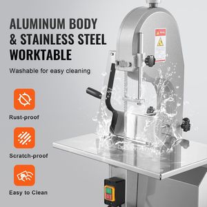 Sega a Nastro Elettrica Commerciale da 1800W in Acciaio Inossidabile con Piano di Lavoro da 15'' x 19.1'' per Carne e Ossa, Macchina da Taglio da Banco con Taglio Massimo di 7.09 Pollici - Product Image 5