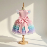 Robe de princesse pour fille, robe de bal sans manches en tulle licorne pastel écologique de luxe, longueur cheville, avec application de papillon