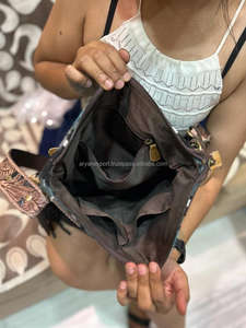 Bolso cruzado con manta de sillín y herramientas manuales, gran oferta, cuero genuino y flecos de lana turquesa, monedero oculto para mujer - Product Image 6