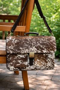 Sacoche d'affaires vintage en cuir de vachette véritable avec poils, grande capacité, pour ordinateur portable LPBH-0026 - Product Image 3