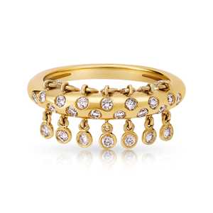Anillo de Diamantes Cultivados en Laboratorio de Moda al por Mayor, Oro Sólido Real de 14K y 18K, Delicado Anillo de Cúpula Empotrada con Engaste de Bisel, Precio de Fábrica - Product Image 1