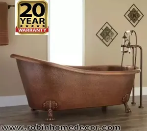 Baignoire autoportante en cuivre, pièce maîtresse de salle de bain faite à la main avec surface martelée élégante pour l'hôtellerie et l'usage résidentiel - Product Image 4