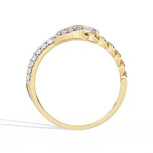 Anillo de Compromiso y Matrimonio de Oro Amarillo de 14K con Diamantes Cultivados en Laboratorio de Corte Ovalado y Redondo Minimalistas, Joyería para Mujer - Product Image 4