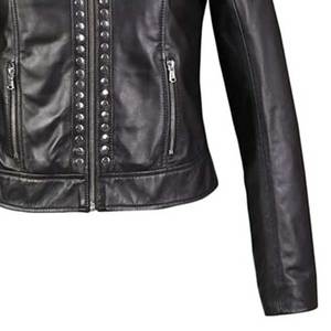Fashion Women Studded <b>Rivet</b> <b>Leather</b> Jacket Custom Outdoor Autumn 2026 Fashion Ladies <b>Leather</b> studded Jacket - Product Image 4