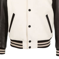 Veste de baseball personnalisée pour hommes en gros avec manches en cuir, patch brodé en chenille, style streetwear