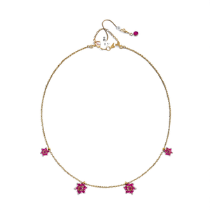Ruby AD Stone Floral Invisible Chain-Gold Plated Figaro Chain with Zircon & Rhinestone - Product Image 2
