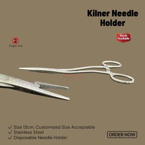 Portaagujas Kilner de un Solo Uso, 13 cm, Acero Inoxidable, Instrumento Quirúrgico Desechable para Sutura y Cirugía General - Product Image 3