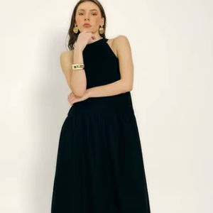 Robe longue décontractée d'été pour femme, imprimé floral, sans manches, confortable, en coton et lin, coupe ample, personnalisable - Product Image 1