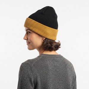 Bonnet en tricot Hawk noir et moutarde avec blocs de couleur, bord côtelé, broderie, unisexe, décontracté, pour l'hiver, 56-58CM - Product Image 2