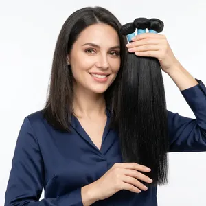 ผมแท้ Remy Bulk Straight Bundles สีดำธรรมชาติ แบบ Double Drawn ฐานไหม 100% ความหนาแน่นสูง ผมเวอร์จินอินเดีย - Product Image 5