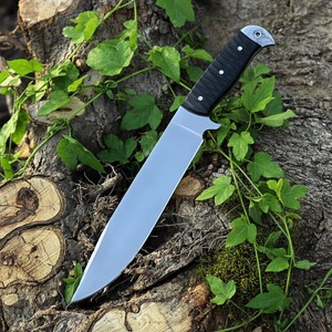 Cuchillo de hoja fija hecho a mano, Full Tang, punta de gota, mango ergonómico de Micarta, hoja de acero inoxidable de 15 pulgadas |   Cuchillo Bowie de Cuero Premium - Product Image 5
