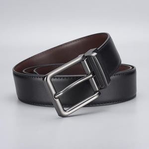 Costume formel pour homme, ceinture en cuir réversible noire et marron unie pour les affaires - Product Image 2