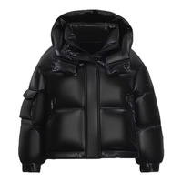 Blouson matelassé à capuche pour homme, manteau d'hiver épais en PU, couleur unie, fermeture éclair, coupe courte et ample, imperméable