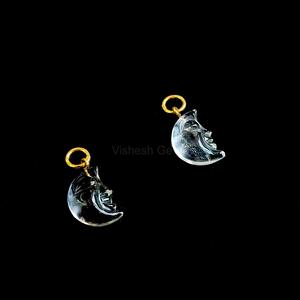 Pendentif demi-lune en quartz cristal naturel sculpté, plaqué or, argent sterling 925, breloque pour fabrication de bijoux DIY - Product Image 4