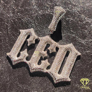 Luxury " FACE " Letter Necklace <b>Iced</b> <b>Out</b> Pendant With Cuban <b>Chain</b> Lab grown Hip Hop Jewelry For Men Women - Product Image 2