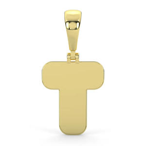 Colgante de Lujo con Inicial T, Diamante Cultivado en Laboratorio de Corte Redondo, Letra del Alfabeto en Oro Bicolor de 14K, Claridad VVS1, Personalizado y Fino - Product Image 1