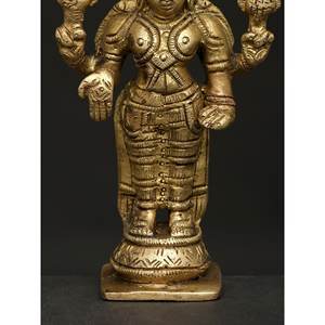 Hecho a mano 4 pulgadas pequeño pie Chaturbhuja Vishnu latón Idol decoración del hogar artículo hecho en La India - Product Image 3