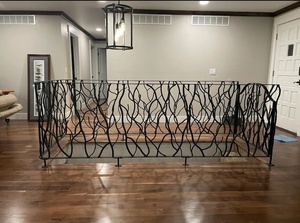 <b>Wall</b>-mounted wrought iron stair railing featuring a leaf pattern; rust-resistant, easy to assemble, and contemporary in style. - Product Image 3