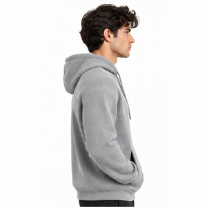 Mens Waffle Knit Hoodie Pullover <b>Long</b> Sleeve Thermal Casual Outdoor Winter Streetwear Custom Hooded <b>Sweatshirt</b> Wholesale Hoodie - Product Image 2