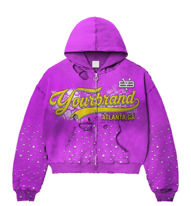 เสื้อฮู้ดดี้โอเวอร์ไซส์แบรนด์ของคุณ  ตกแต่งด้วยคริสตัลสีแดง สไตล์สตรีทแวร์ ยูนิเซ็กส์ พิมพ์ลายโลโก้ด้านหน้า แขนเสื้อแบบปกติ ผ้าเฟรนช์เทอร์รี่ - Product Image 5