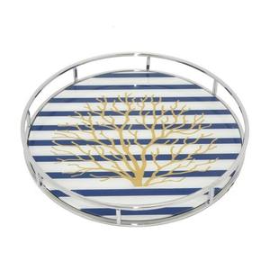 Bandeja de Servicio Redonda de Diseño Nuevo con Asas Plateadas para Baño de Hotel, Lujosa, Creativa, Personalizable, Decorativa, Premium - Product Image 1