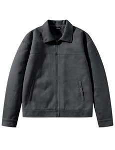 Men's Canvas <b>Racer</b> <b>Jacket</b> Turn-down Collar Zipper Closure Workwear Style Solid Black Regular Fit Autumn Wear - Product Image 3