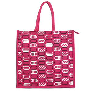 Sac fourre-tout en toile rose de haute qualité avec imprimé géométrique, fermeture éclair, sac de shopping isotherme toutes saisons, style minimaliste - Product Image 3