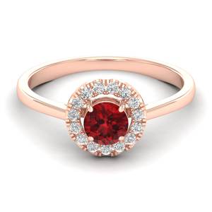 Anillo de compromiso REYES GRA de plata de ley 925 con granate de corte redondo de 0.5 quilates y halo de moissanita solitaria - Product Image 5