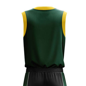 Ensemble de maillot de basket sans manches vert et noir pour homme, col en V, maille respirante, nom et numéro personnalisés, taille élastique, vêtements de sport d'été - Product Image 5