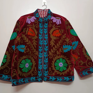 Amazing Look Suzani Velvet Embroidery Floral <b>Jacket</b> Winter Wear <b>Jacket</b> Coat Women's Coat Suzani <b>Short</b> <b>Jacket</b> for Womens - Product Image 1