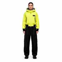 Blouson bomber tactique en cuir d'agneau léger, coupe courte, à capuche, vert fluo, style streetwear, personnalisé OEM, pour femme, automne/hiver