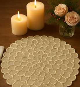 Classic <b>Glass</b> Seed Beadwork Rounded <b>Table</b> <b>Mat</b> For Event Home Festive Dining Coffee Placemat Premium Dining Decor Statement Piece - Product Image 6