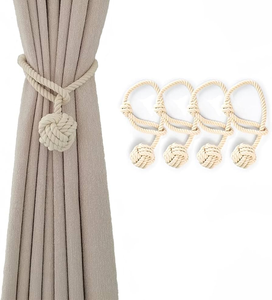 Cotton Rope Curtain Buckle 5 Pieces Hand-woven Curtain <b>Tiebacks</b> Solid Color Linen Curtain Buckles Rope Curtain Clip <b>Tieback</b> - Product Image 1