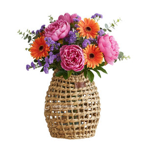 Water Hyacinth Hanging Flower <b>Basket</b> <b>with</b> <b>Handle</b>, Decorative <b>Wicker</b> Storage <b>Basket</b> for Home & Garden - Product Image 1