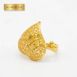Women's Heart Shape Cluster Rings 2026 Cute Design Luxury 24K Gold Plated Adjustable Brass Filigree Ring Multi-Occasion - Product Image 2