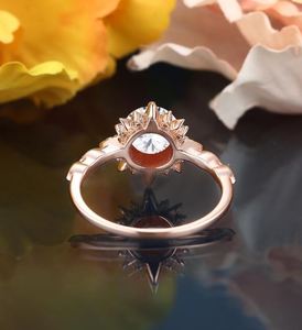 Moissanite Engagement <b>Ring</b> Unique Prong <b>Set</b> Rose Gold <b>Ring</b> Vintage Diamond Cluster Bridal Anniversary Gift for <b>Women</b> - Product Image 3