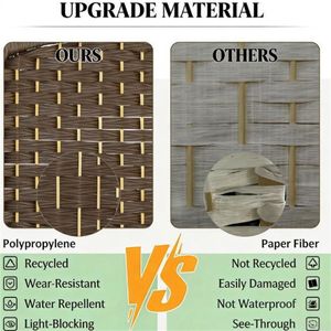 Paravento Pieghevole Marrone a 3 Pannelli, Pratico Divisorio per Privacy e Separazione Ambienti - Product Image 3