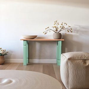 Elegant Sage Groove <b>Console</b> <b>Table</b> For Living Room Entryway And Hallway With Unique Groove Detailing And Modern Interior - Product Image 1