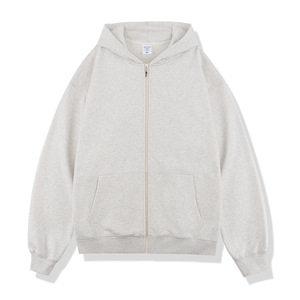 เสื้อฮู้ดซิปผู้ชายทรงโอเวอร์ไซส์ สีดำล้วน ผ้าฟลีซ สวมใส่สบายๆ สำหรับฤดูใบไม้ร่วง ทรงปกติ แขนยาว มีกระเป๋า - Product Image 4